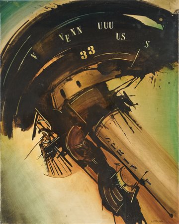 Gianni Bertini (Pisa, 1922 - 2010) Il re Antigone, 1958 Olio su carta...