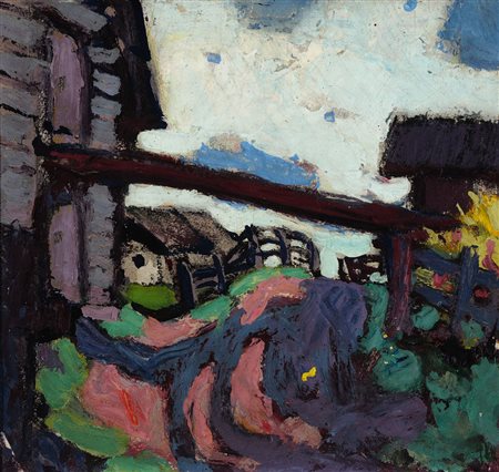 Artur Nikodem Trient / Trento 1870 – Innsbruck 1940 Weg mit Tennenbrücke Olio...