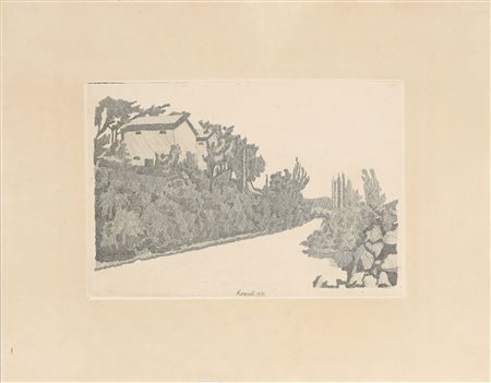 Giorgio Morandi (Bologna, 1890 - 1964) La strada bianca, 1933 Acquaforte su...