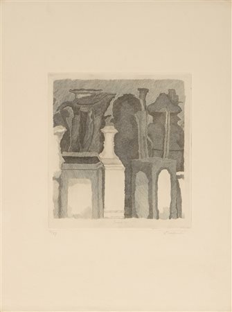 Giorgio Morandi (Bologna, 1890 - 1964) Natura morta a tratti sottilissimi,...