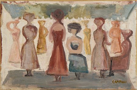 Massimo Campigli (Berlino, 1895 - Saint-Tropez, 1971) Bozzetto Party, 1952...