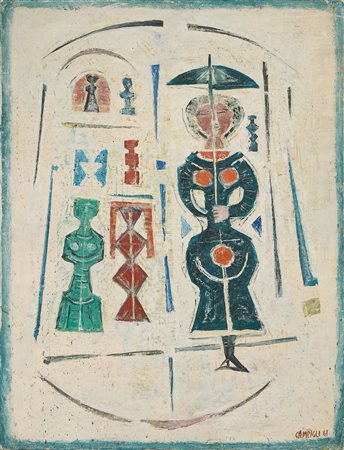 Massimo Campigli (Berlino, 1895 - Saint-Tropez, 1971) Composizione con...