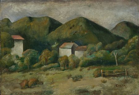 Carlo Carrà (Quargnento (Al), 1881 - Milano, 1966) Paesaggio di Valsesia,...
