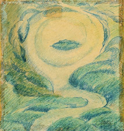 Gerardo Dottori (Perugia, 1884 - 1977) Lago-fiume-collina, (1938) Idromatita...