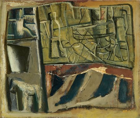 Mario Sironi (Sassari, 1885 - Milano, 1961) Composizione, 1947 ca. Olio su...