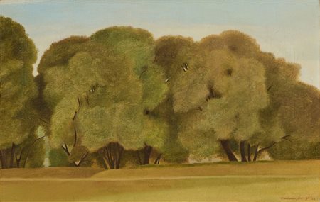 Antonio Donghi (Roma, 1897 - 1963) Alberi (Palatino), 1928 Olio su tela, cm...