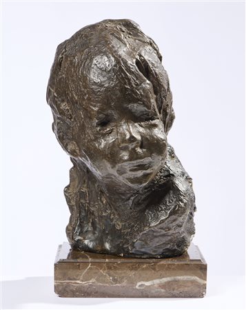 Medardo Rosso (Torino, 1858 - Milano, 1928) Enfant juif Scultura in cera nera...