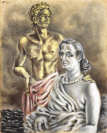 Alberto Savinio (Atene, 1891 - Roma, 1952) Il sole e la luna, 1951 Tempera e...