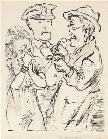 George Grosz (Berlino, 1893 - 1959) The police reporter, 1937 Inchiostro e...