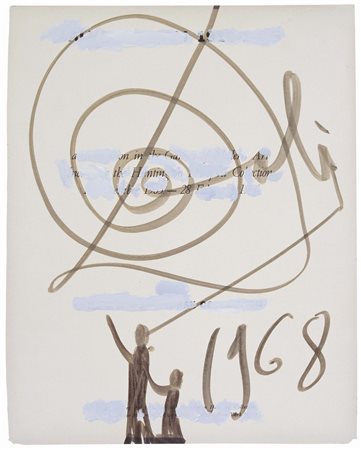 Salvador Dalí (Figueres, 1904 - 1989) Due figure, 1968 Pennarello e gouache...