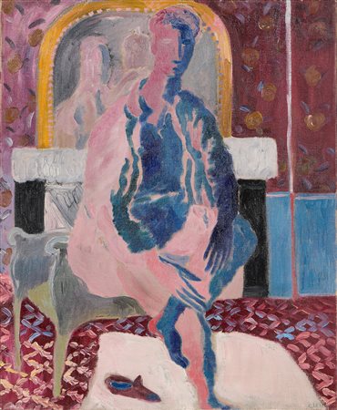 Carlo Levi (Torino, 1902 - Roma, 1975) Figura seduta, 1931 Olio su tela, cm...