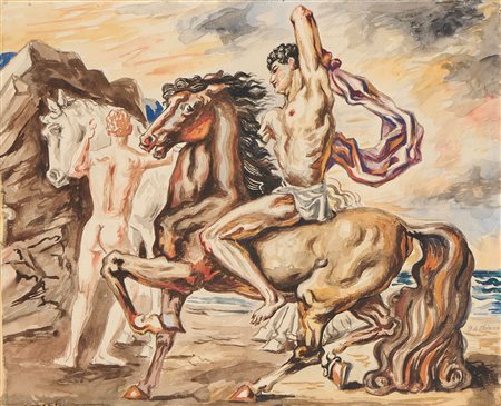 Giorgio de Chirico (Volos, 1888 - Roma, 1978) Cavalli e cavalieri, 1937...