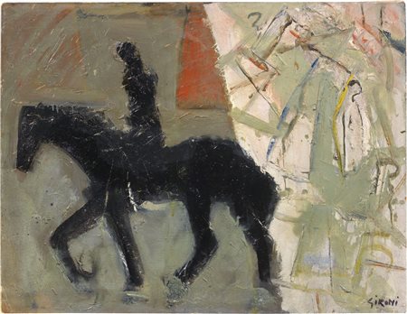 Mario Sironi (Sassari, 1885 - Milano, 1961) Il cavallo stanco, 1947 Olio su...