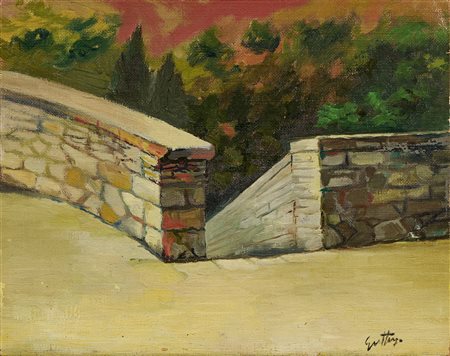 Renato Guttuso (Bagheria (Pa), 1912 - Roma, 1987) Paesaggio di Fiano Romano,...