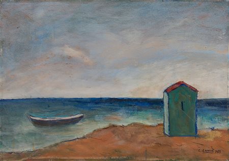 Carlo Carrà (Quargnento (Al), 1881 - Milano, 1966) L'ultimo capanno, 1963...