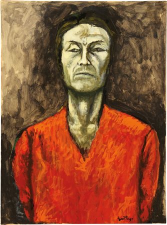 Renato Guttuso (Bagheria (Pa), 1912 - Roma, 1987) Figura di uomo, 1971 Olio...