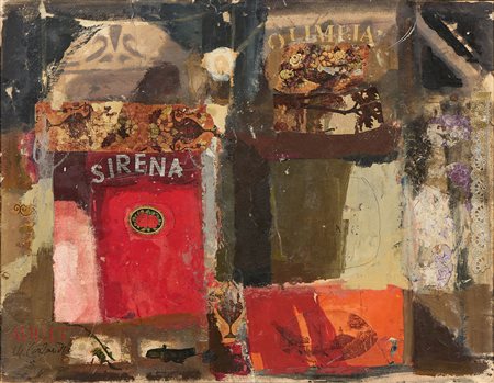 Mario Calandri (Torino, 1914 - 1993) Sirena-Olimpia, 1969-70 Olio e tecnica...