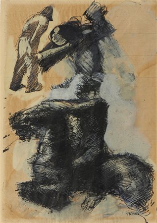 SIRONI MARIO (1885 - 1961) - FIGURE E CAVALIERE, 1953 circa.