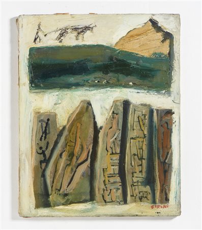 SIRONI MARIO (1885 - 1961) - PAESAGGIO (PREISTORIA), 1953 ca.