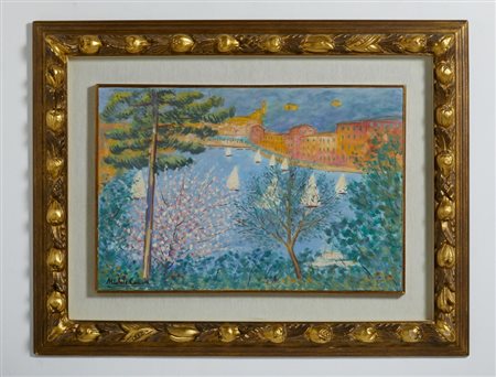 CASCELLA MICHELE (1892 - 1989) - VEDUTA DI PORTOFINO, 1980-88.