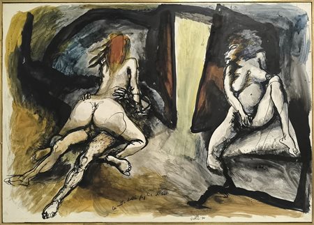 GUTTUSO RENATO (1912 - 1987) - LA NOTTE DELLE FIGLIE DI LOT .