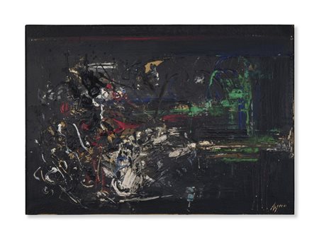 RUGGERI PIERO (1930 - 2009) - LINEA ROSSA CON PAESAGGIO.