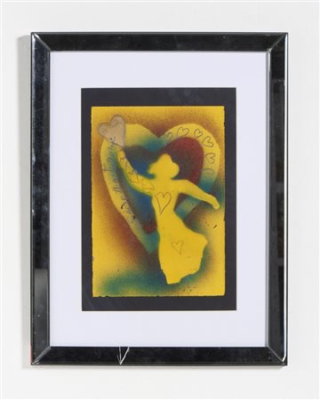 FIORONI GIOSETTA (n. 1932) - DONNA CON CUORI, ANNI 2000.