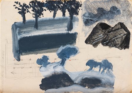 Mario Sironi (Sassari 1885 - Milano 1961)  - Composizione di paesaggi, 1941 ca.