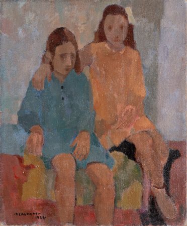 Felice Casorati (Novara 1883 - Torino 1963)  - Due sorelle, 1926