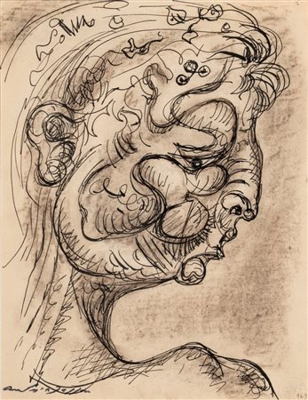 Andrè Masson (Balagny sur Thérain 1896 - Parigi 1987)  - Tet de Chimère, 1943/44