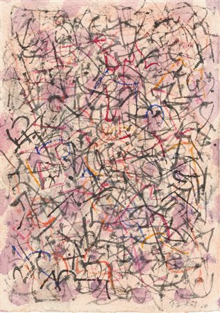 Mark Tobey (Centerville  1890 - Basilea 1976)  - Senza titolo (composizione rosa), 1960