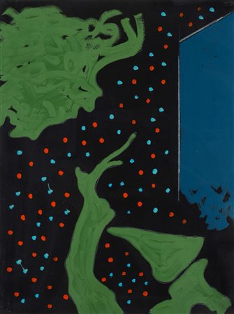 Tano Festa (Roma 1938 - 1988)  - Paesaggio su fondo nero , 1972