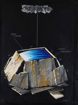 Fabrizio Plessi (Reggio Emilia 1940)  - Mare di Marmo, (1986)