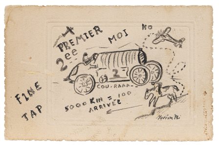 Filippo Tommaso Marinetti (Alessandria d’Egitto 1876 - Bellagio 1944)  - Composizione con automobile