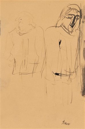 Mario Sironi (Sassari 1885 - Milano 1961)  - Studio di due figure, 1953 ca.