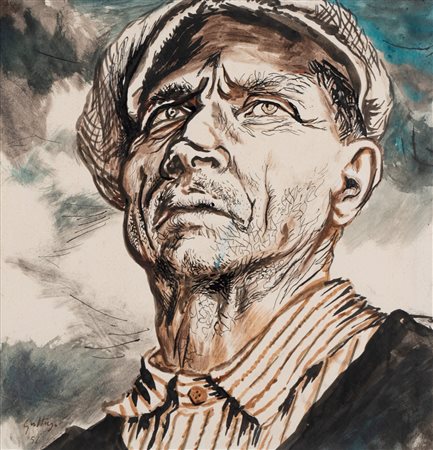 Renato Guttuso (Bagheria 1911 - Roma 1987)  - Bracciante, 1952