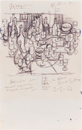 Renato Guttuso (Bagheria 1911 - Roma 1987)  - Brindisi alla Direzione del P.C.I., 1966