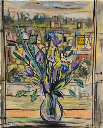 Antonio Corpora (Tunisi 1909 - Roma 2004)  - Vaso di fiori, 1938