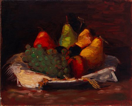 Achille Funi (Ferrara 1890 - Appiano Gentile 1972)  - Natura morta con uva e pere , 1944 ca.