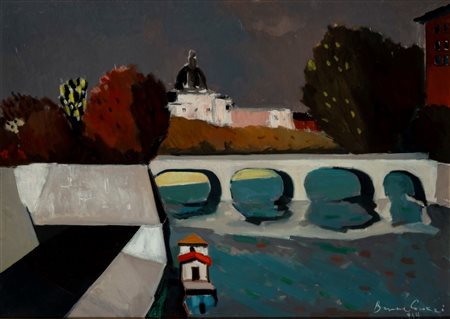 Beppe Guzzi (Genova 1902 - Roma 1982)  - Il ponte sul Tevere , 1959