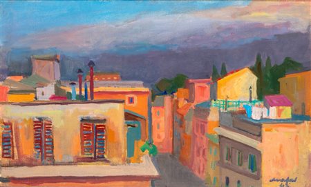 Mario Mafai (Roma 1902 - 1965)  - I tetti di Via Margutta , 1943