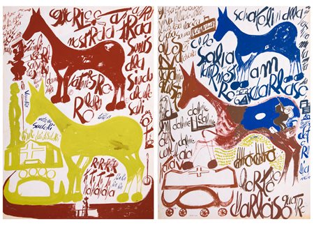 CARLO ZINELLI
Due grandi cavalli giallo e bruno - Grande cavallo blu e bruno, 1967