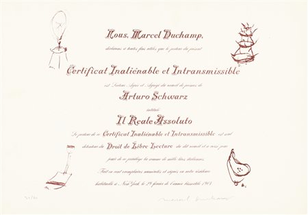 MARCEL DUCHAMP
Certificat de Lecture, 1964