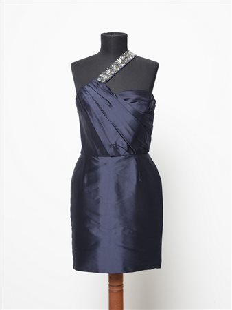 DIOR CHRISTIAN (1905 - 1957) - Abito blu in seta.