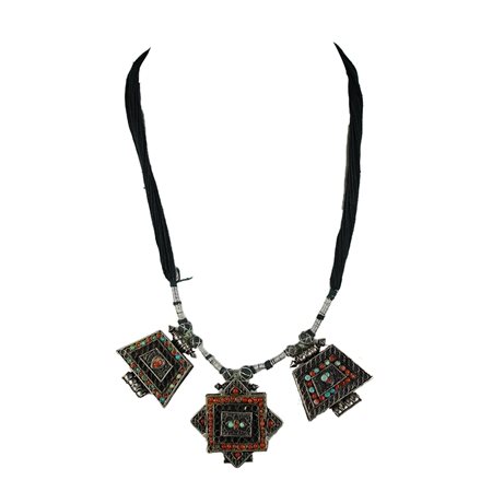 COLLANA CON TRE RELIQUIARI GAU LADAKH