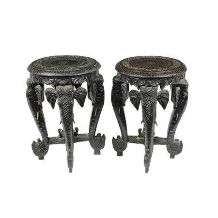 COPPIA DI SGABELLI DI SALOTTO COLONIALE 