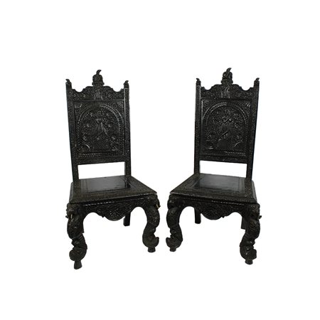 COPPIA DI SEDIE DI SALOTTO COLONIALE 