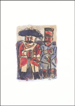 BORGHESE FRANZ Roma 21/01/1941 - Roma 17/12/2005Generalitempera acquerellata...