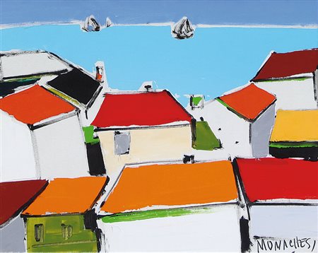 MONACHESI SANTE Macerata 1910 - Roma 1991Acitrezzaolio su tela cm. 40x50,...