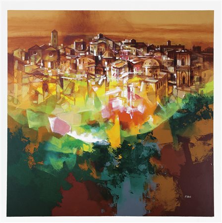 BASILE FRANCESCO Napoli 1953Paesaggiotecnica mista su tela cm. 100x100, firma...